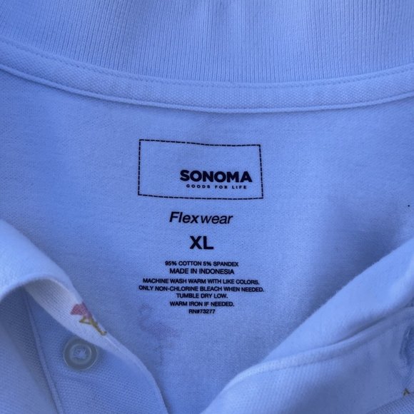 SONOMA Flex‎ Wear MEN'S XL White JERSEY KNIT SHORT SLEEVE Polo FLAMINGO - Picture 4 of 6